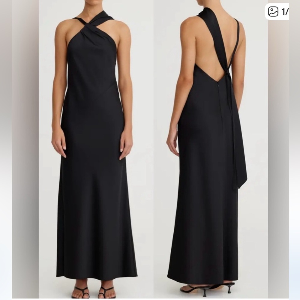 Significant Other Adriana Open Back
Halter Scarf Satin Anthropologie Gown NWOT